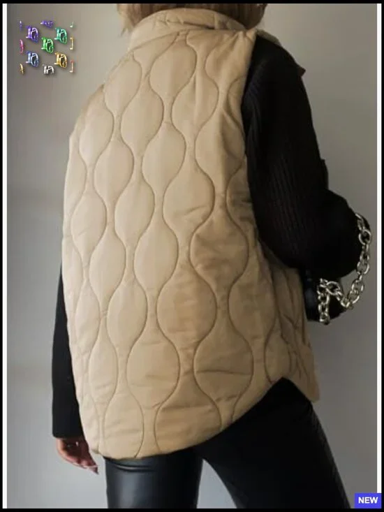 Cropped Puffer Vest Lightweight Quilted Stand Collar Sleeveless Jacket Chic - Picture 4 of 7